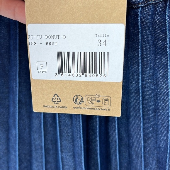La fee maraboutee NWT denim Pleated Skirt women’s IT 34 - Picture 5 of 10